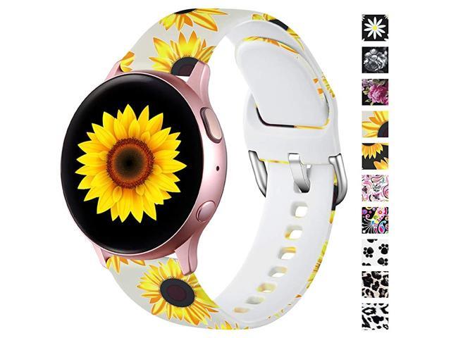 Floral Bands Compatible with Samsung Galaxy Watch Active 2 40mm 44mm ActiveGalaxy Watch 42mm 20mm Soft Silicone Replacement Bands for Smartwatch
