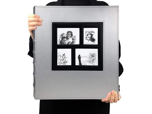 Album Self Adhesive Magnetic DIY Scrapbook 60 Pages 133 x 134 Inches Accommodate 8X10 6X8 5X7 4X6 Wedding Album Memory Book Silver