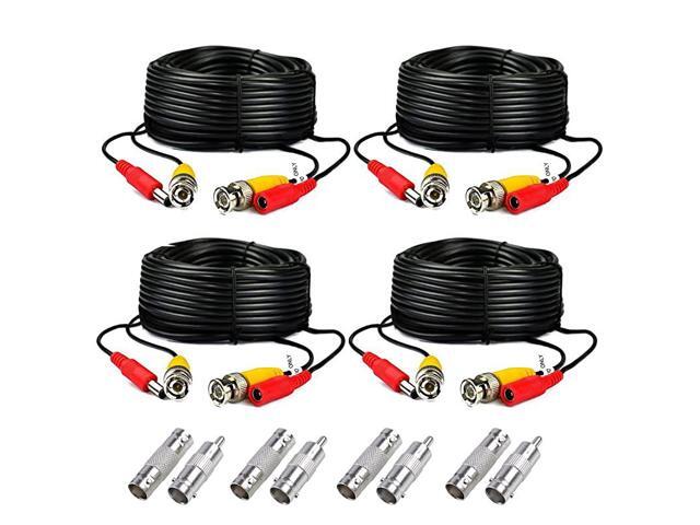 125ft Black PreMade AllinOne BNC Male to Male Video and Power Cable with RCA Connector for CCTV Camera DVR Security System Black
