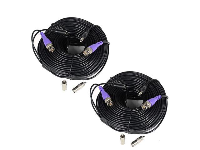 2 Pack 150ft PreMade AllinOne HD Security Camera Video Power Cables Extension Wire Cord with BNC RCA Connectors for 960H HDCVI HDTVI AHD CCTV