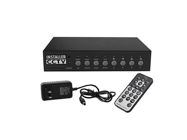 Video Quad Color 4CH Multiplexer 2 BNC Output with Remote Control and Free 1Amp Power Adapter