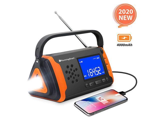 NOAA Weather Crank Solar Powered Portable Radio with 4000mAh Battery Power for Cell Phone Bright Flashlight for Household and Outdoor Survival