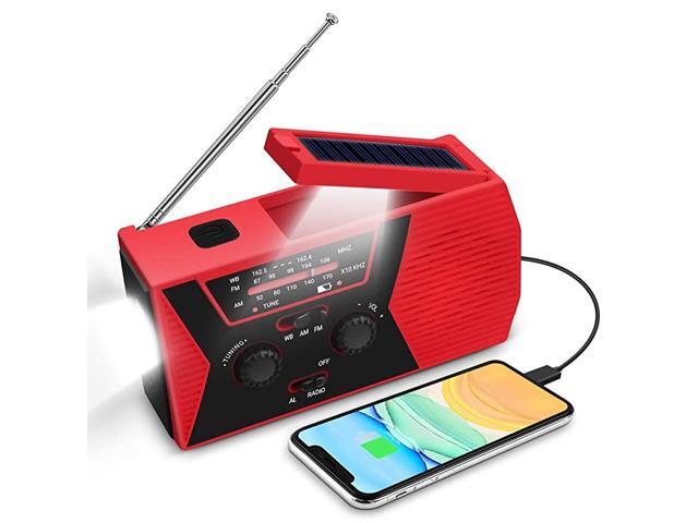 SOS 2000mAh Emergency Solar Hand Crank Portable RadioNOAA Weather Radio for Household and Emergency with AMFMLED FlashlightReading LampUSB