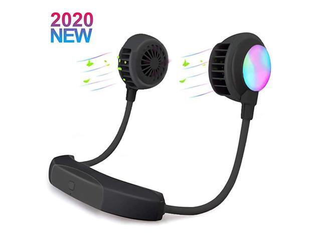New Portable Bladeless Personal Neck Fan 2000 mAh Rechargeable Battery Hand Free Personal Fan with Colorful LED 360° RotationLower NoiseStrong