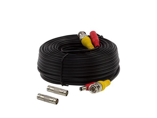 100ft PreMade AllinOne BNC Video and Power Cable with Connector for Surveillance CCTV Security Camera Video System Black