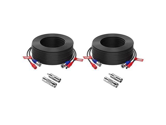 2 Pack 100ft 30 Meters 2in1 Video Power Cable BNC Extension Surveillance Camera Cables for Video Security Systems Included 2X BNC Connectors and 2X