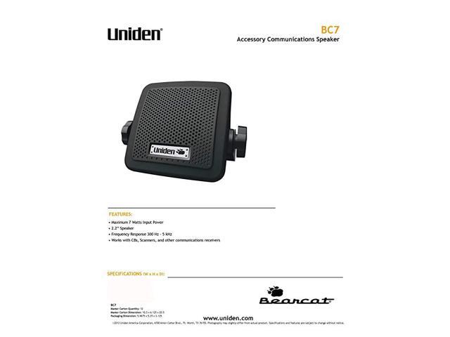 BC7 Bearcat 7Watt External Communications Speaker Durable Rugged Design Perfect for Amplifying Scanners CB Radios and Other Communications Receivers