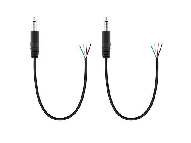 2 Pack Replacement 35mm Male Plug to Bare Wire Open End TRRS 4 Pole Stereo 18 35mm Plug Jack Connector Audio Cable for Headphone Headset Earphone