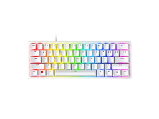 Huntsman Mini 60 Gaming Keyboard Fastest Keyboard Switches Ever Clicky Optical Switches Chroma RGB Lighting PBT Keycaps Onboard Memory Mercury White
