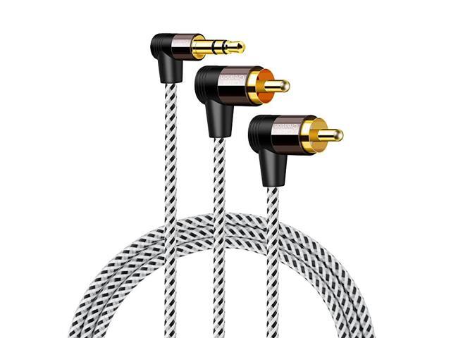 35mm to RCA 10ft Angle 35mm Male to 2RCA Male Auxiliary Stereo Audio Y Splitter GoldPlated for Smartphones MP3 Tablets SpeakersHome TheaterHDTV3M