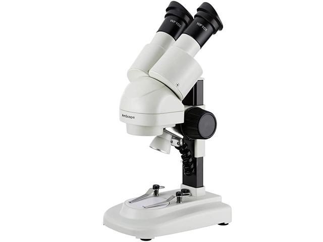 SE120 Portable Binocular Stereo Microscope WF10x Eyepieces 20X Magnification 2X Objective LED Lighting Reversible BlackWhite Stage Plate
