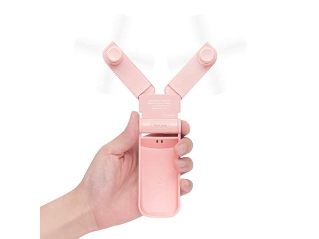 Handheld USB Fan Rechargeable for Desk Table Adjustable Dual Head Fan USB Mini Folding Travel USB Fan Battery Operated Personal Fans for Outdoor