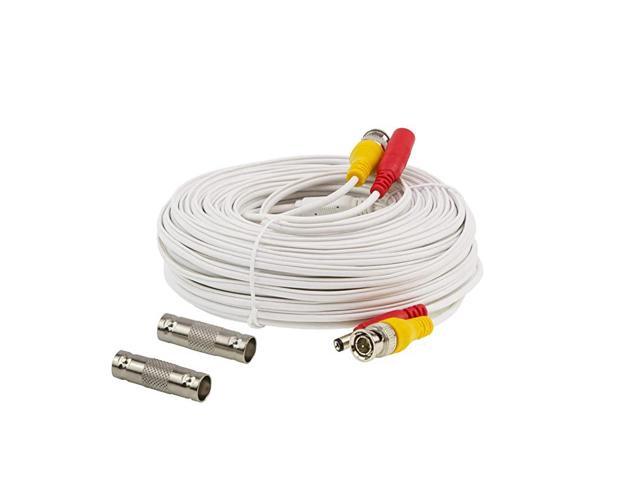 100ft PreMade AllinOne BNC Video and Power Cable with Connector for Surveillance CCTV Security Camera Video System White