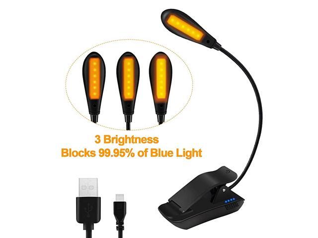 Amber Book Light Reading Lights for Books in Bed with 7 LED 3 Brightness Blue Light Blocking LED Reading Light Amber Night Light with Clip Perfect