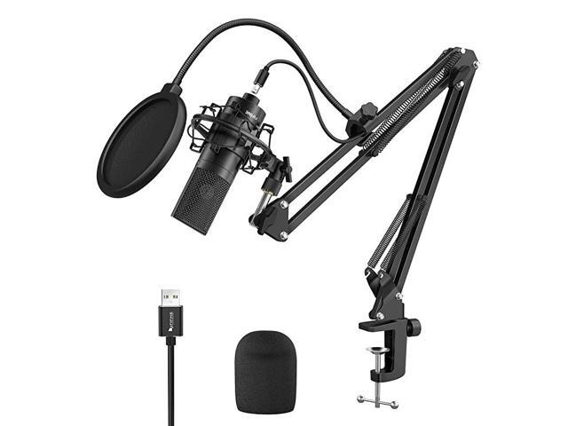 USB Streaming Microphone Kit Condenser Studio Mic with Arm Stand Pop Filter for Podcast Vocal Recording Singing YouTube Gaming Voice Over
