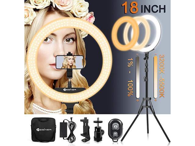 Inch Ring Light with Tripod Stand iPad Holder YouTube LED TikTok Ringlight Color Temperature 3200K to 5500K Makeup Ringlights with Phone Holder