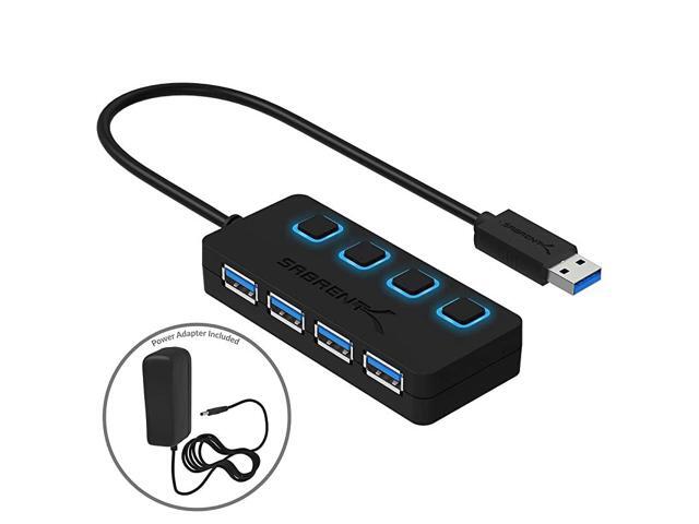 4Port USB 30 Hub with Individual LED Lit Power Switches Includes 5V25A Power Adapter HBUMP3