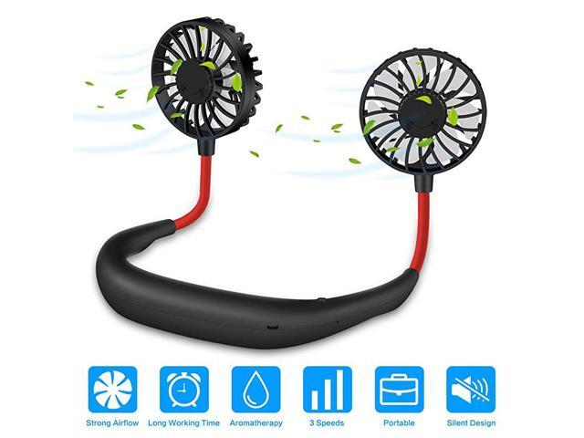 Portable Personal Hanging Neck Fan Rechargeable Small Wearable Cooling Fan Around Your Neck for Sport Outdoor Travel and More Black