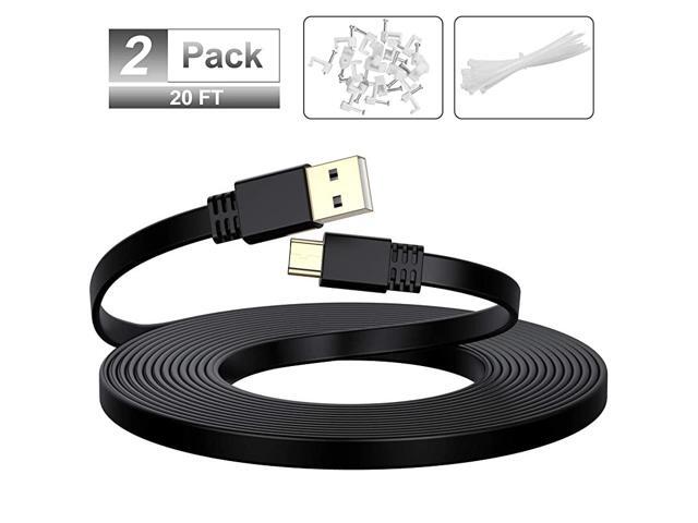 Micro USB Power Cable 20 FT 2 PackFlat Micro USB Charging Power CordCharger for Wyze Cam Pan 25Nest Yi Cam 15Blink XT XT2 Mini Camera 16Furbo