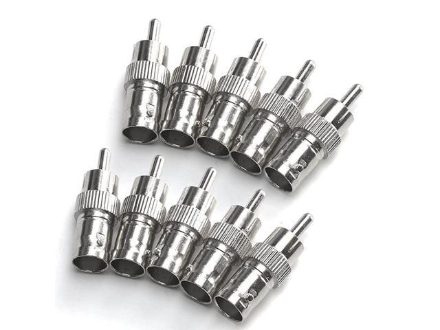 10 Pcs BNC Female to RCA Male Cable Connector Adapter for CCTV Camera System