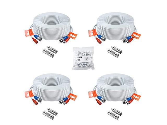 4 Pack 100ft 30 Meters 2in1 Video Power Cable BNC Extension Surveillance Camera Cables for Video Security Systems Included 4X BNC Connectors and 4X