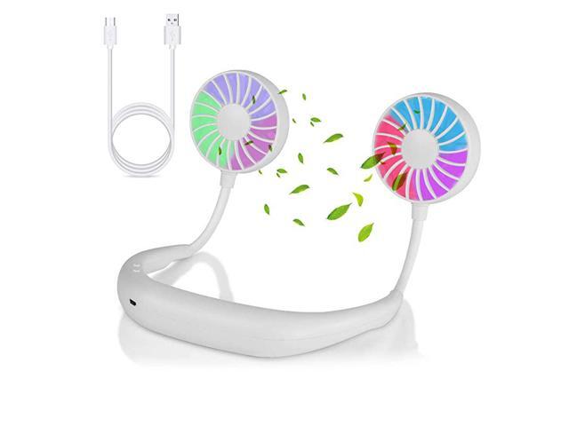 Neckband Portable Fan Sports Hand Free Fan Rechargeable Mini USB Fan with 2000mAh Battery Dual Wind Head for Running Travel Camping Office