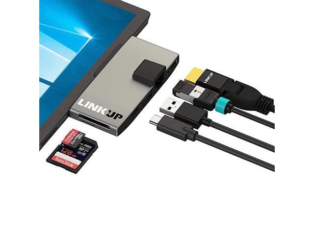 Surface Pro 7 Compatible SD Card Micro Memory Reader Adapter Hub 6in1 Docking Station 4K HDMI Gigabit Ethernet SDMicro SD Card Slots 1 x USBA