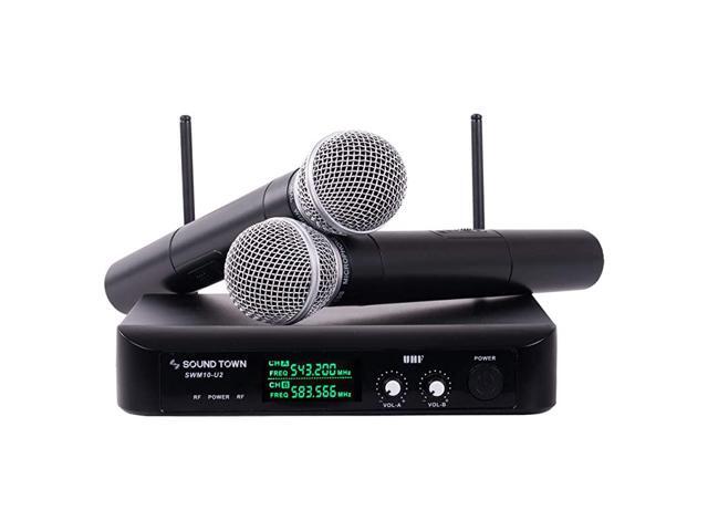 SWM10U2HH Professional DualChannel UHF Wireless Microphone System with 2 Handheld Mics for Church Business Meeting Outdoor Wedding and Karaoke