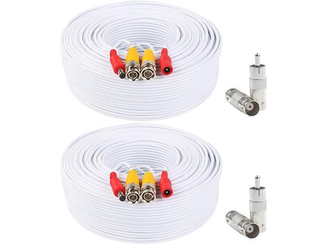 BNC Video Power Cable 2 Pack 130 Feet PreMade AllinOne Video Security Camera Cable Wire with Four Connectors for CCTV DVR Surveillance System