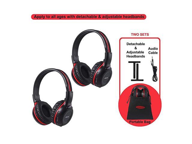 2 Pack of Wireless Car Headphones 2 Channel IR Wireless Headphones for Kids in Car Wireless DVD Headphones with Storage Bag for Universal Rear