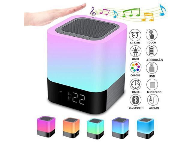 Speaker Night Lights Alarm Clock Speaker MP3 Player Touch Control Bedside lamp Dimmable RGB Multicolor Changing LED Table Lamp for Bedroom USB