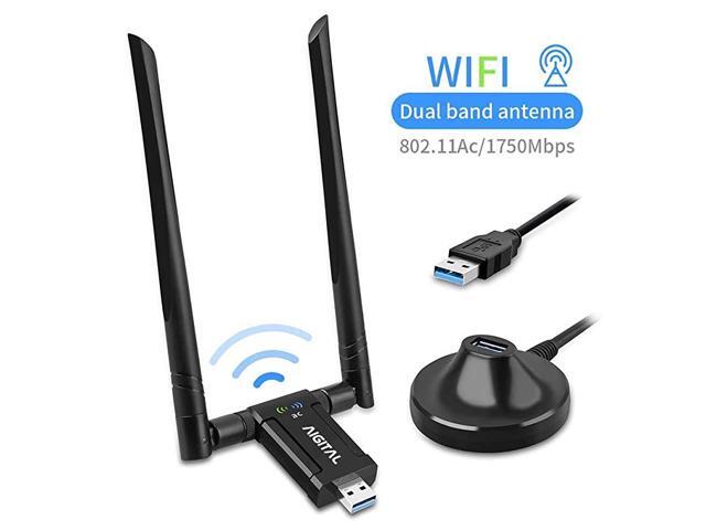 1750Mbps USB WiFi Adapter WiFi Adapter with USB30 Stand Base for PCWiFi Dongle Wireless Network Adapter with Dual Band 5dBi High Gain Antenna for