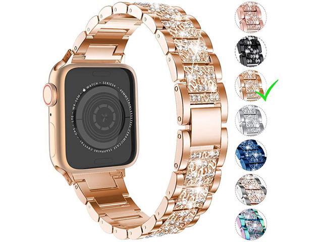 for Apple Watch Band 38mm 40mm 42mm 44mm Series 5 Series 4 3 2 1 Bling Replacement Bracelet iWatch Band Diamond Rhinestone Stainless Steel Metal