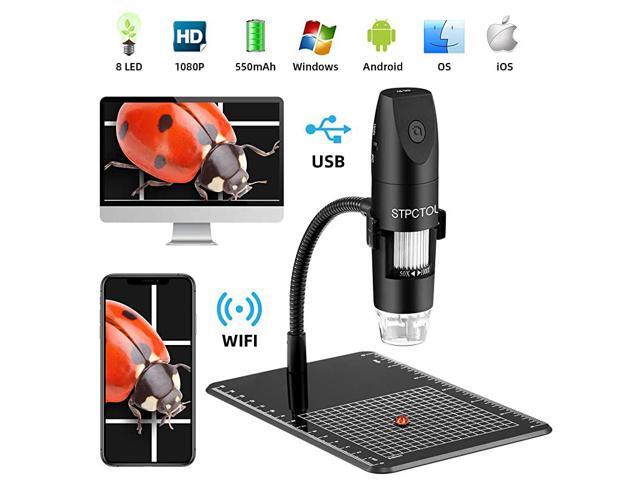 Wireless Digital Microscope USB 50X1000X 2MP 1080P Handheld Portable Mini WiFi Microscope Camera with 8 LED Lights for iPhoneiPadMacAndroid