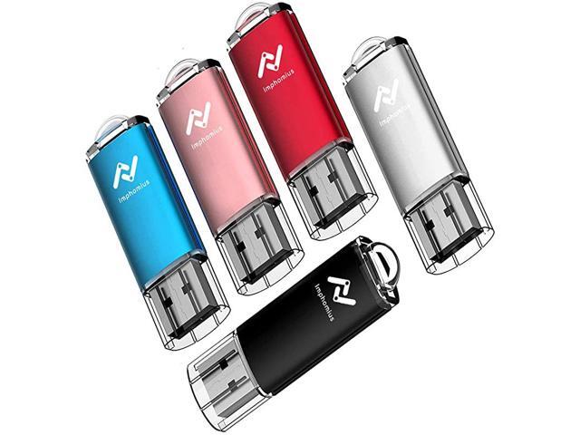 5 X 32GB USB20 Flash Drive Bulk Thumb Drive Jump Drive Memory Drive Zip Drive with LED Light 5PackBlackRedBlueRose GoldSilvery