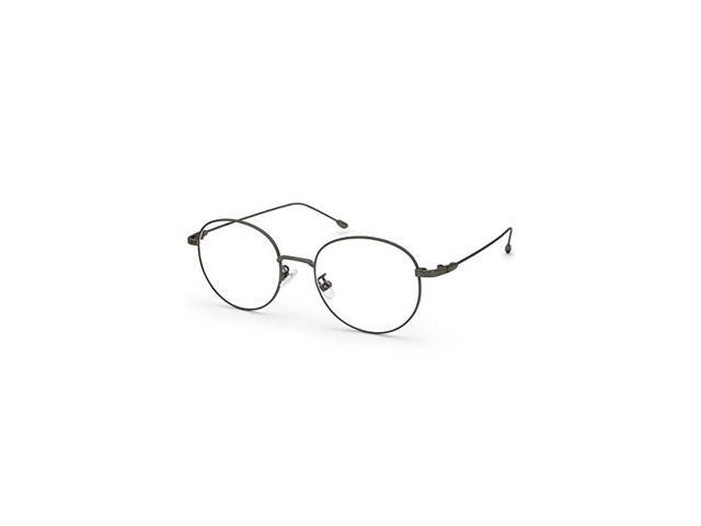 Blue Light Blocking Glasses Retro Round Fake Eyeglasses Frames Anti UV Ray Filter Computer Gaming Glasses Women Men Gun FrameTransparent lens
