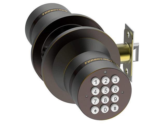 Keyless Electronic Keypad Entry Door Lock Smart Knob Kit with Automatic Locking Battery Backup Easy Installation No Bluetooth Bronze