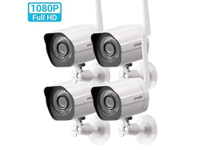 Outdoor Security Camera 4 Pack 1080p Full HD Wireless Cameras for Home Security with Night Vision Cloud Service Available White ZMW00024
