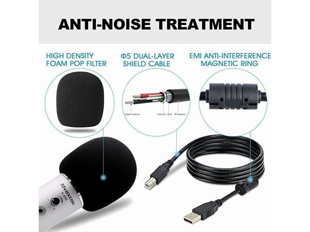 USB Microphone Computer Mic with Headphone Monitor Jack for Mac Windows PC Laptop Podcasting Studio Recording Steaming Twitch Voiceover PS4 Gaming