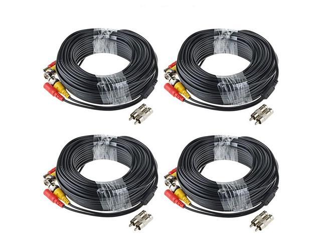 4 Pack 60 Feet BNC Video Power Cable Security Camera Wire Cord Extension Cable with 8pcs BNC to RCA Connectors for CCTV DVR Surveillance System