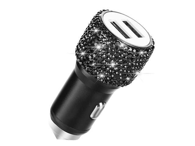 Dual USB Car Charger Car Adapter Bling Bling Rhinestones Crystal Car Decorations for Fast Charging Car Decors for iPhone Xs Max X Plus iPad ProMini