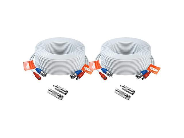 2 Pack 100ft 30 Meters 2in1 Video Power Cable BNC Extension Surveillance Camera Cables for Video Security Systems Included 2X BNC Connectors and 2X