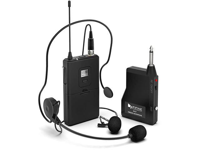 Wireless Microphone System Wireless Microphone set with Headset and Lavalier Lapel Mics Beltpack Transmitter and ReceiverIdeal for Teaching