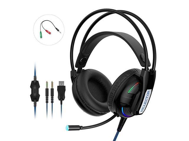 Gaming Headset Headphones with Surround Sound for PS4 PC Xbox One Noise Cancelling Over Ear Gaming Headset with Mic Cool Lights Comfortable