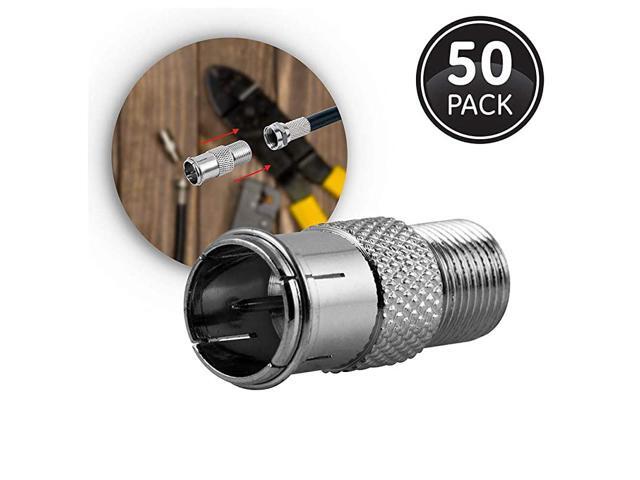 FType PushOn Connector Adapter 50Pack for RG59 RG6 FType Coaxial Cables Converts ScrewOn Connector to PushOn Plug Installation No Tools Required