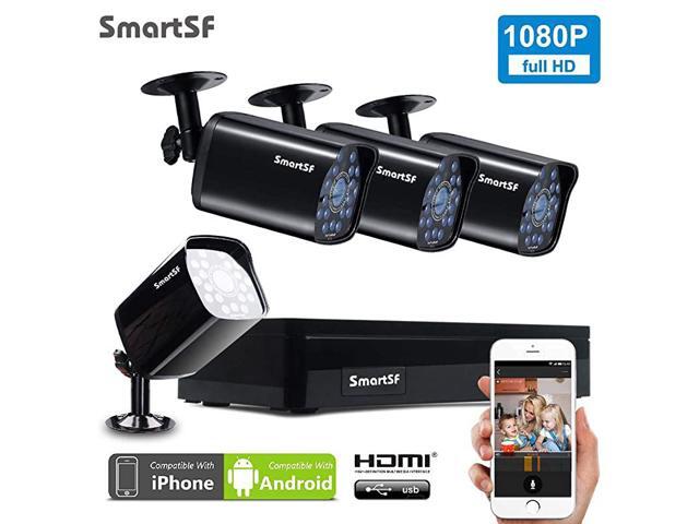Home Security Cameras System Wired 4pcs HD 20MP Surveillance Bullet Cameras with CCTV DVR Video Recorder IP65 Weatherproof for Indoor Outdoor use