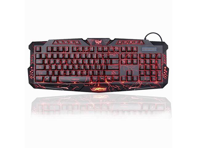 Gaming Backlit Keyboard Crack 3 Colors Computer USB Wired Colorful Crack Breathing Light Waterproof