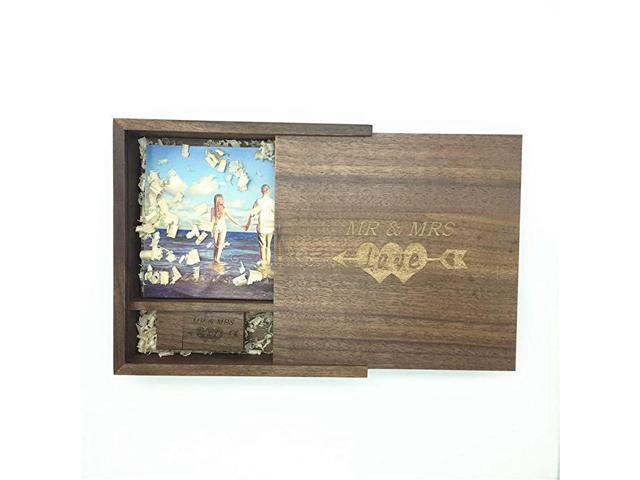 Wood USB 30 Flash Drive with Laser Engraved Mr Mrs Design 32GB Wood USB 30 Memory Stick with Photography Wood Box 170 170 35mm for Bride Groom Walnut
