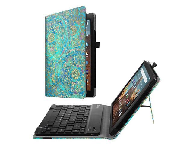 Keyboard Case for AllNew Fire HD 10 7th and 9th Generations 2017 and 2019 Releases Folio PU Leather Stand Cover with Removable Wireless Bluetooth