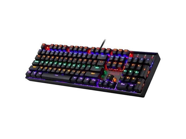 K551 Mechanical Gaming Keyboard RGB LED Rainbow Backlit Wired Keyboard with Red Switches for Windows Gaming PC 104 Keys Black